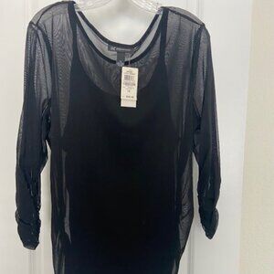 NWT INC Deep Black Sheer 2pc Top - 1X